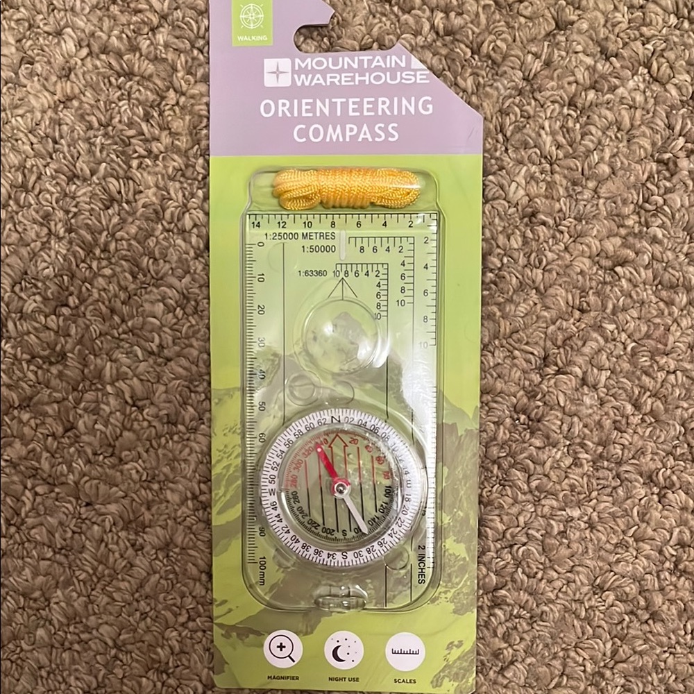 Mountain Warehouse Orienteering Compass with Yellow Cord